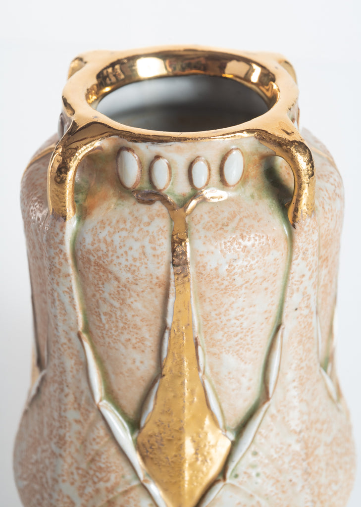 Century Guild Geometric Leaf Vase Amphora Ernst Wahliss att. Paul Dachsel c. 1900