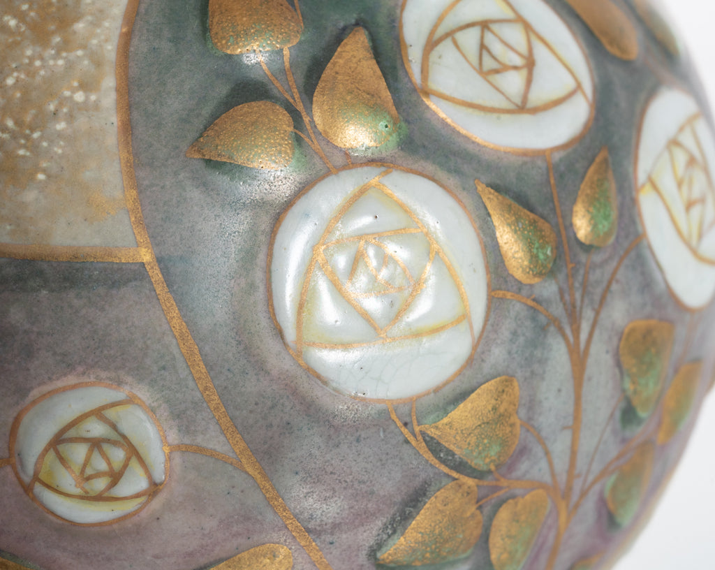Century Guild Amphora Art Nouveau Stylized Geometric Rose Pitcher c 1900