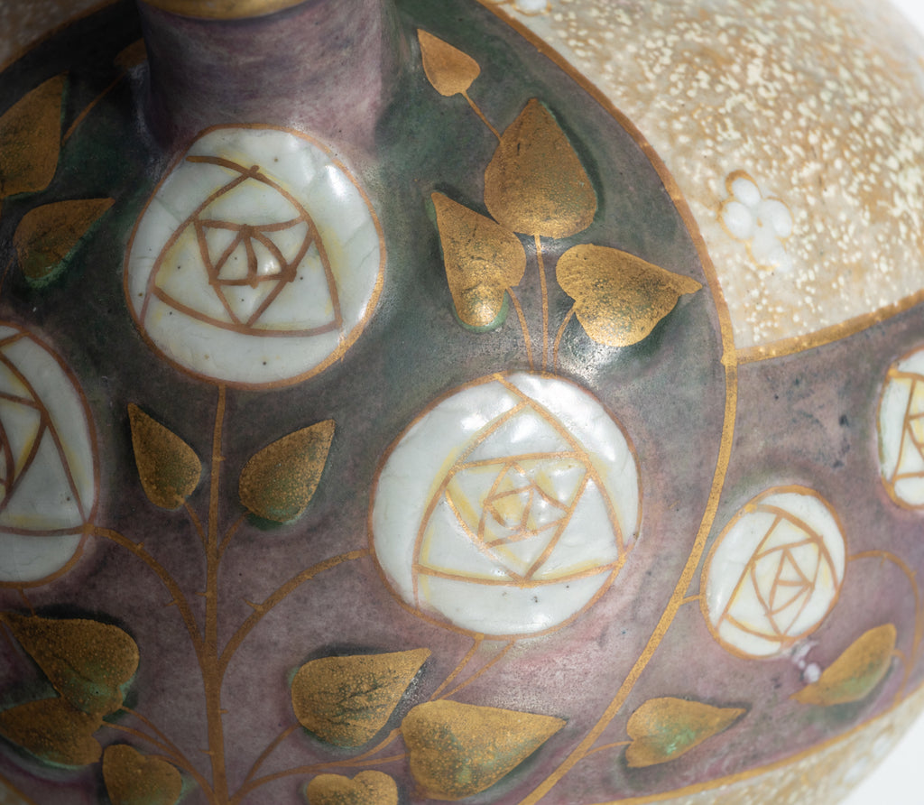 Century Guild Amphora Art Nouveau Stylized Geometric Rose Pitcher c 1900